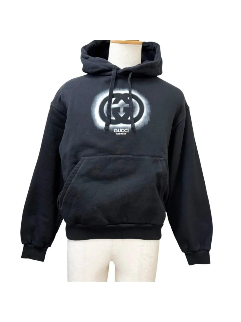 Gucci Interlocking Logo Print Sweatshirt Hoodie Black XS